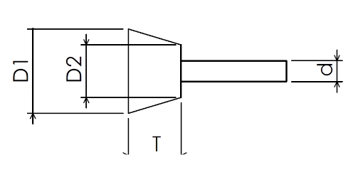 D号軸付(逆テーパ形)D1/D2×T×d